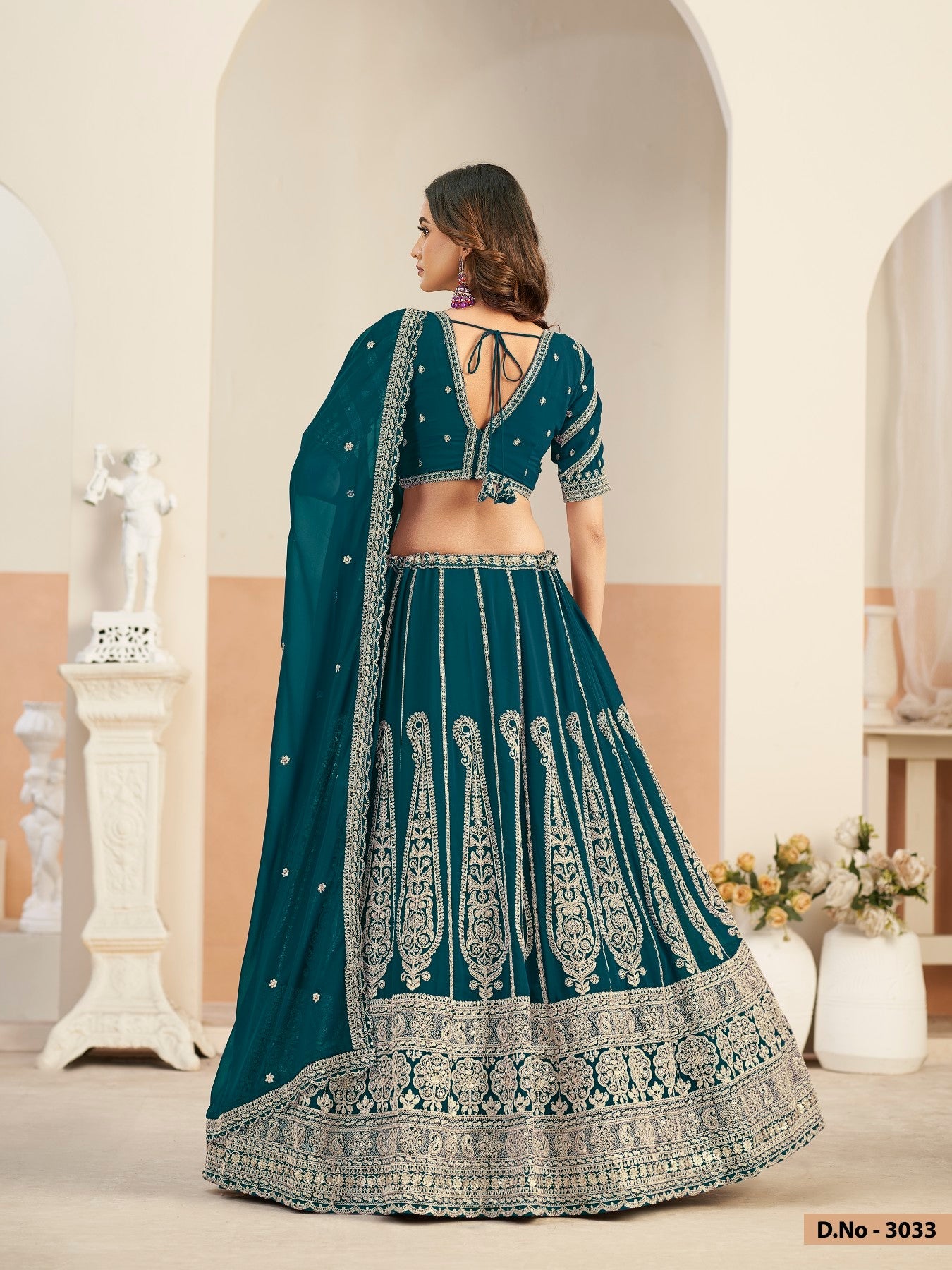 Anaita Teal Green Faux Georgette Lehenga Choli With Sequence Work | Grocsy