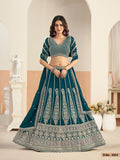 Anaita Teal Green Faux Georgette Lehenga Choli With Sequence Work | Grocsy