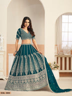 Anaita Teal Green Faux Georgette Lehenga Choli With Sequence Work | Grocsy