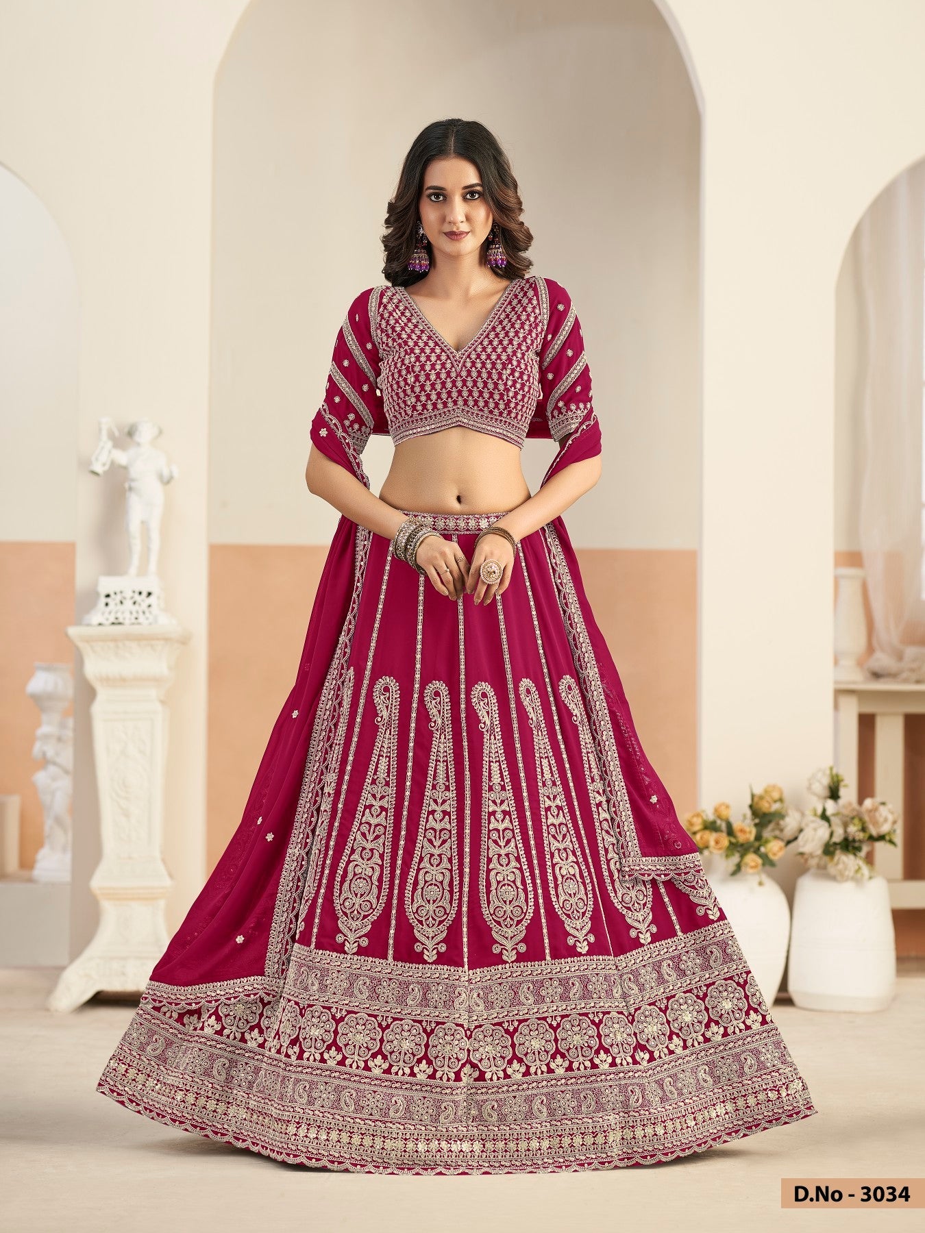 Anita Rani Pink Faux Georgette Lehenga Choli With Sequence Work | Grocsy