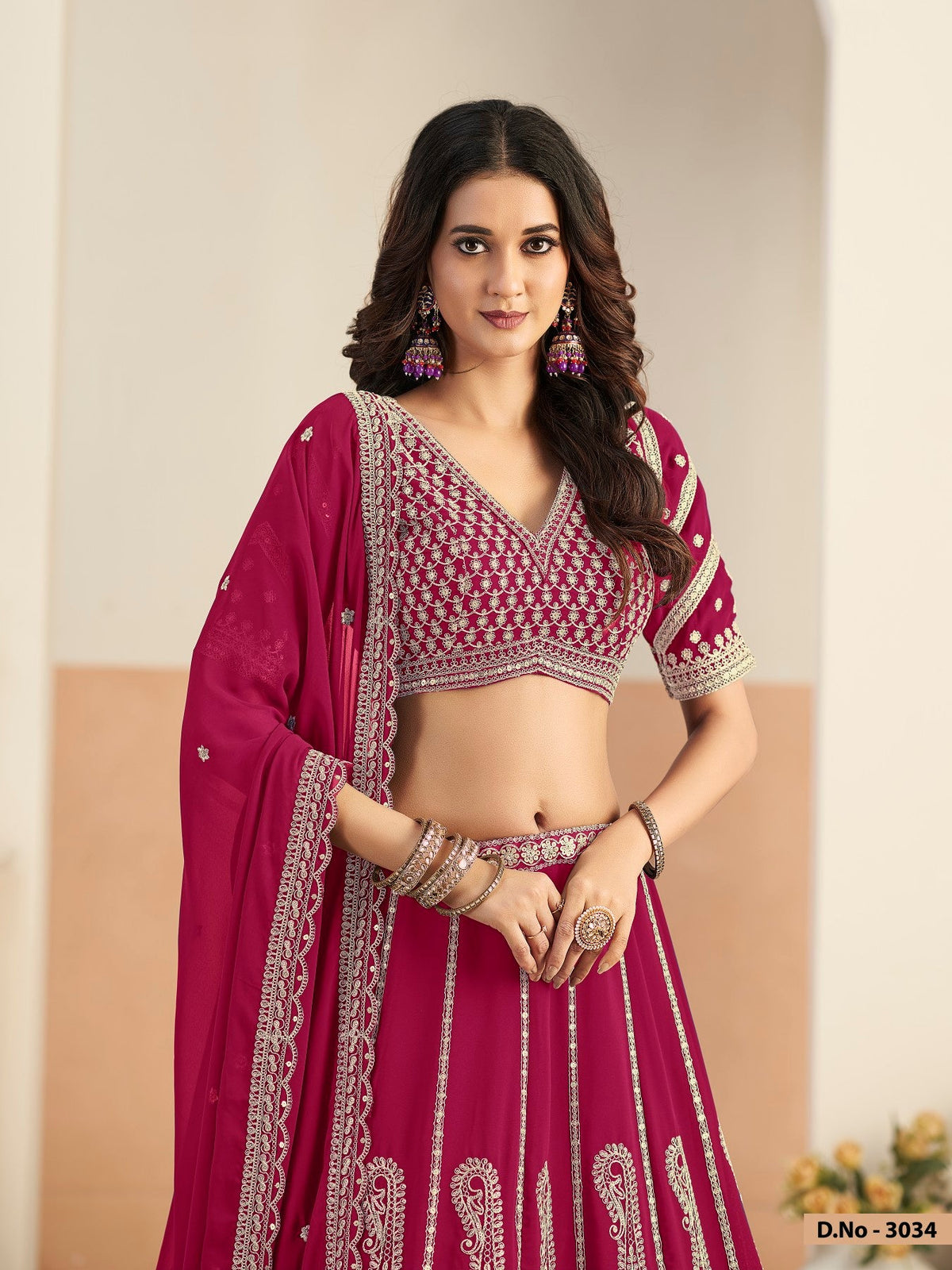 Anita Rani Pink Faux Georgette Lehenga Choli With Sequence Work | Grocsy