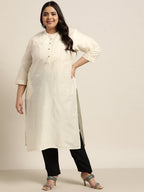 Juniper Women`S Beige Tussar Silk Festive Wear Solid Straight Kurta | Grocsy