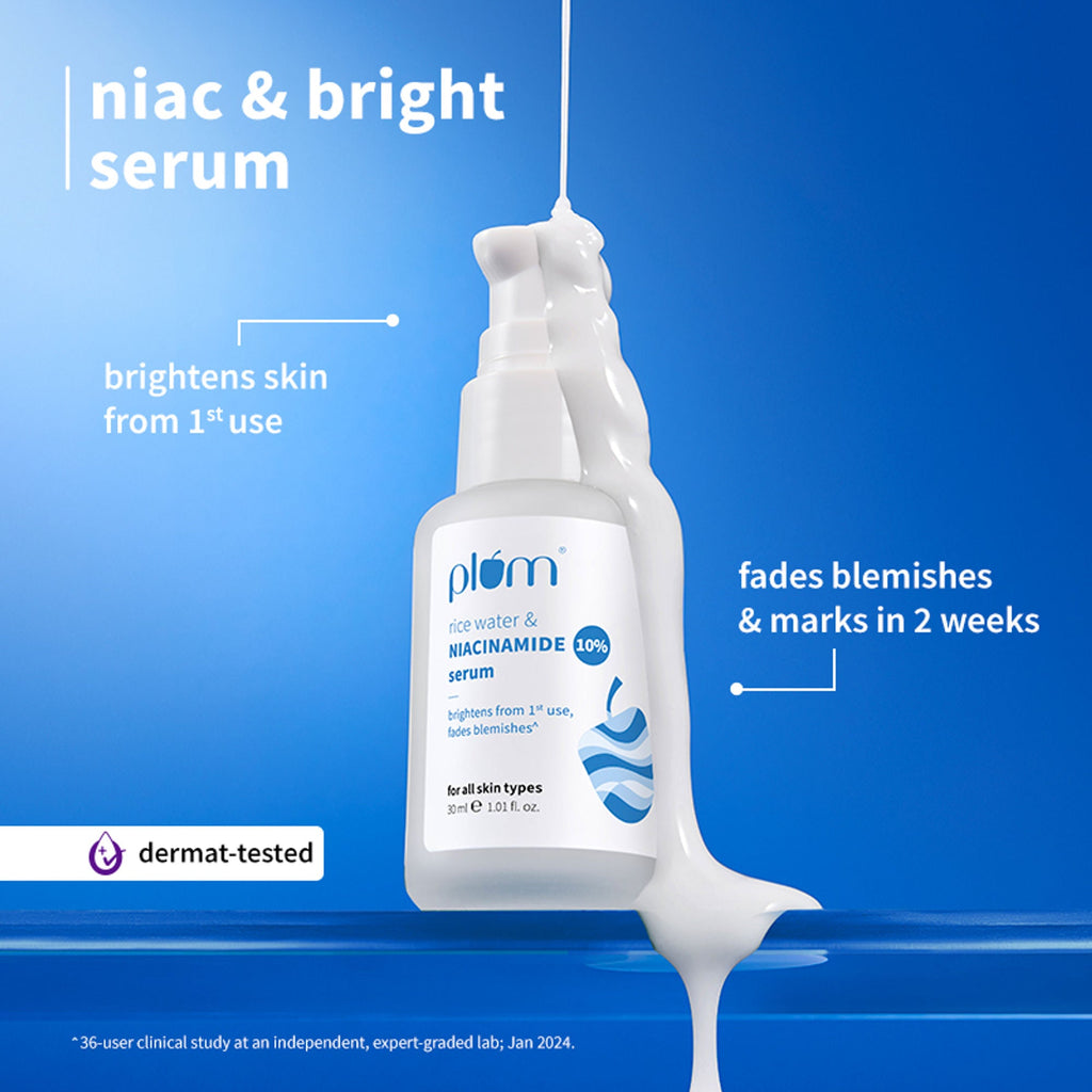Plum E-Luminence Cleansing Balm and 10% Niacinamide Brightening Face Serum with Rice Water | Grocsy