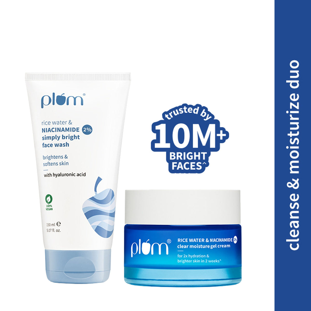 Plum 2% Niacinamide and Rice Water Face Wash and Moisturiser Combo | Grocsy