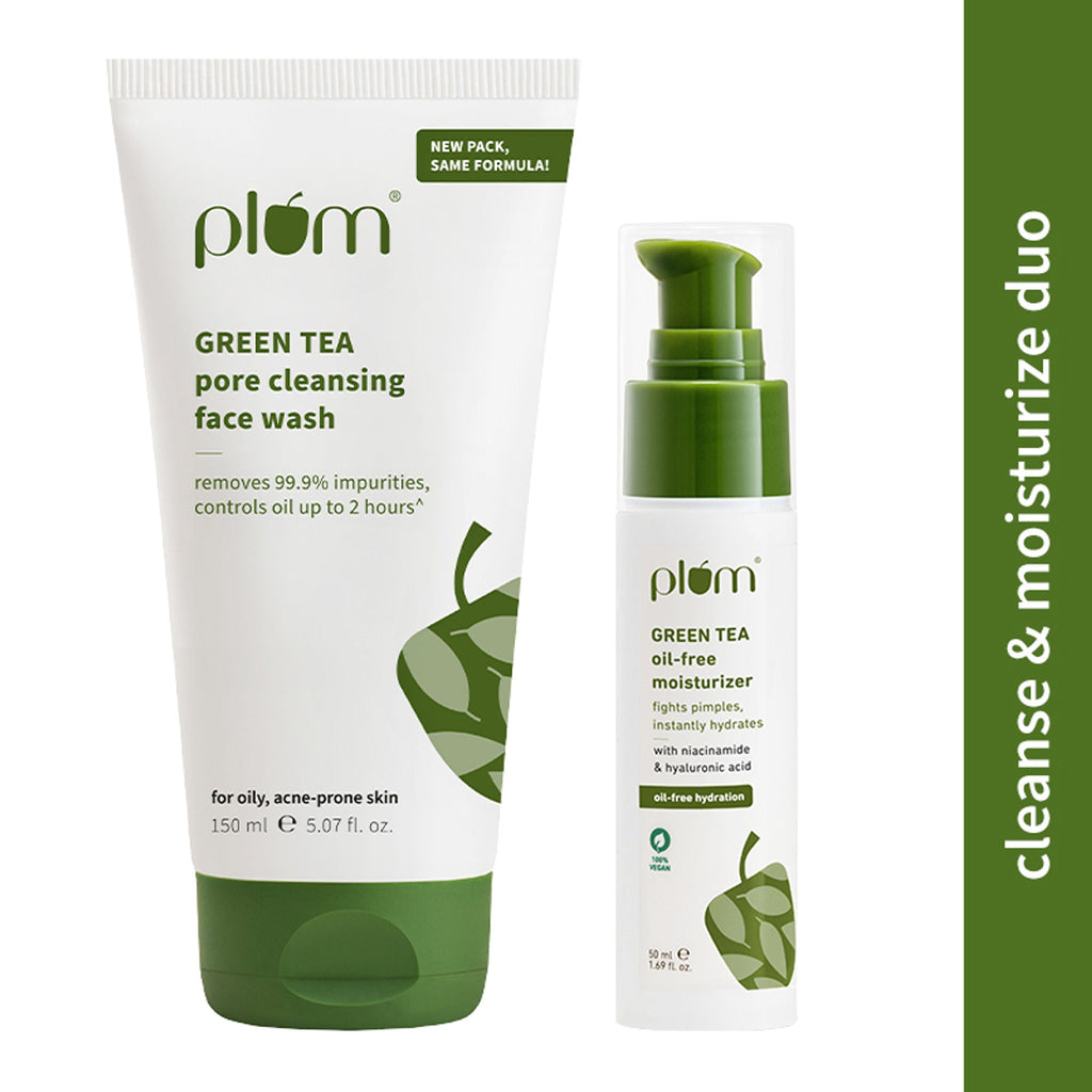 Plum Green Tea Cleansing Face Wash and Oil Free Moisturizer | Grocsy
