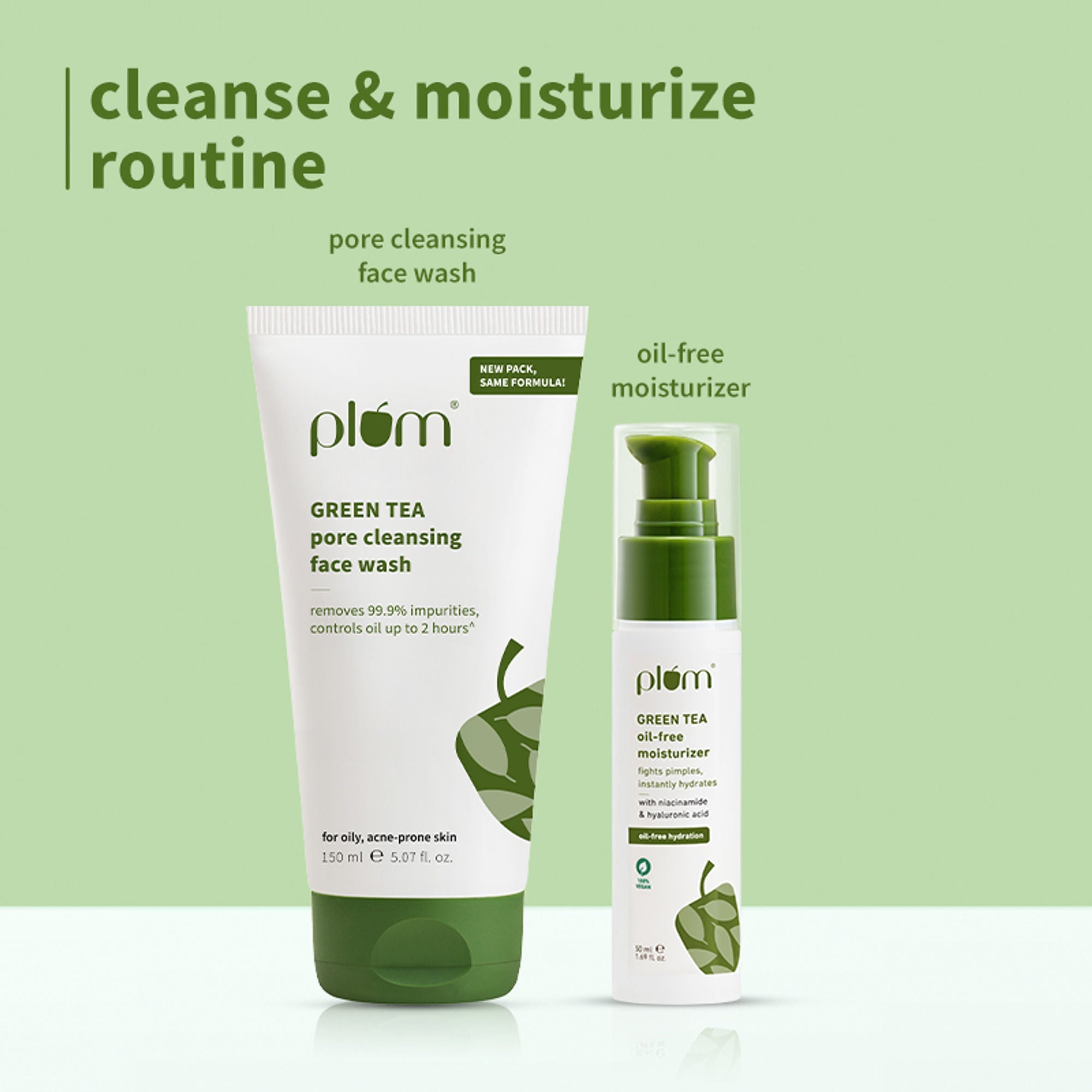 Plum Green Tea Cleansing Face Wash and Oil Free Moisturizer | Grocsy