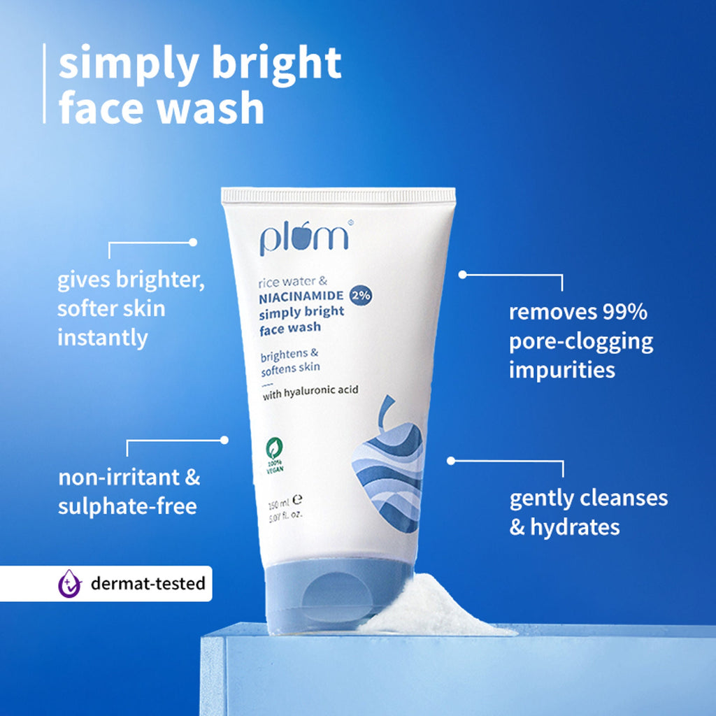 Plum E-Luminence Cleansing Balm and 2% Niacinamide and Rice Water Face Wash | Grocsy
