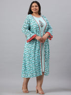 Juniper Women`s Sky Blue Rayon Festive Wear Embroidered & Printed Flared Dress | Grocsy