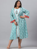 Juniper Women`s Sky Blue Rayon Festive Wear Embroidered & Printed Flared Dress | Grocsy