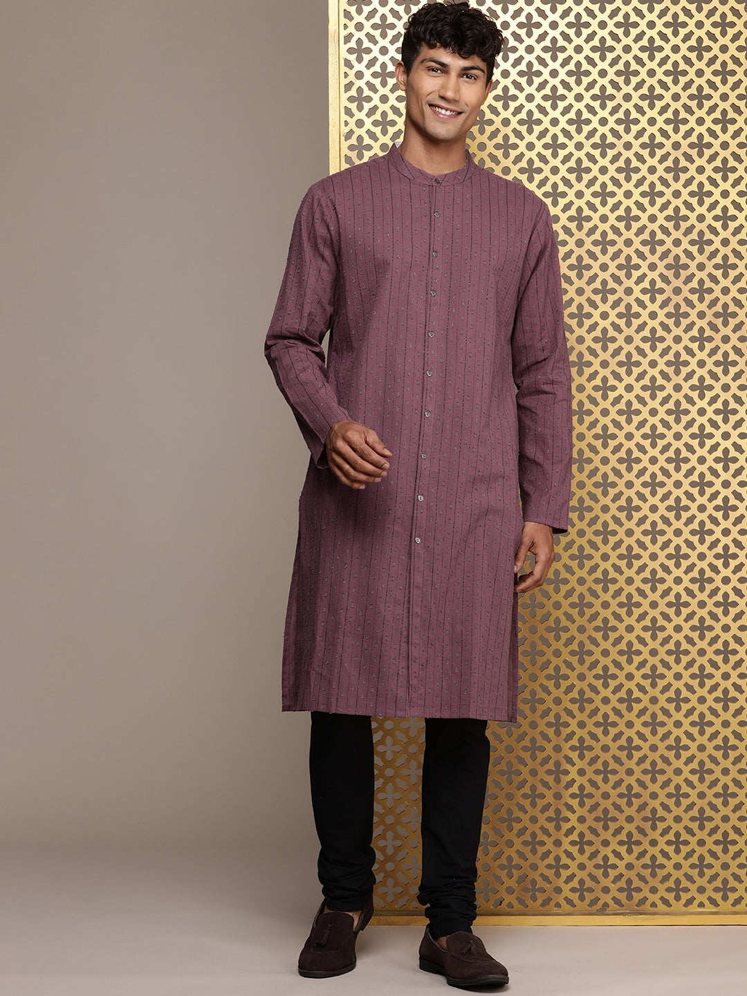 House of Pataudi Woven Design Straight Jashn Kurta | Grocsy
