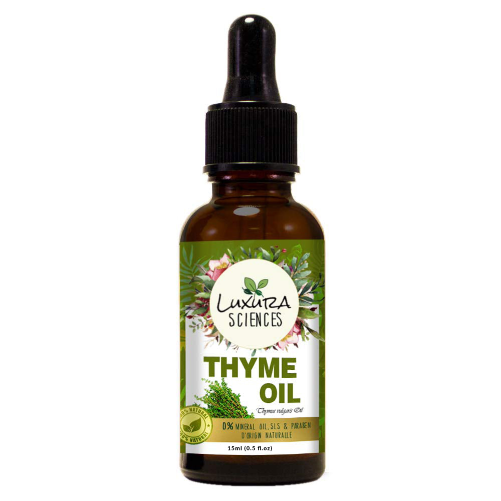 Luxura Sciences Thyme Essential Oil 100% Pure Natural Premium Therapeutic Grade Oil for Skin, Hair, Body Massage & Aromatherapy | Grocsy
