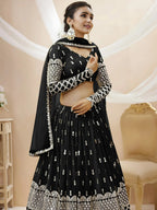 Tulsi Art Seductive Black Zari Work Georgette Reception Wear Lehenga Choli | Grocsy