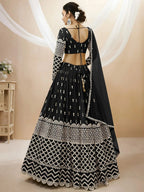 Tulsi Art Seductive Black Zari Work Georgette Reception Wear Lehenga Choli | Grocsy