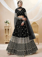 Tulsi Art Seductive Black Zari Work Georgette Reception Wear Lehenga Choli | Grocsy