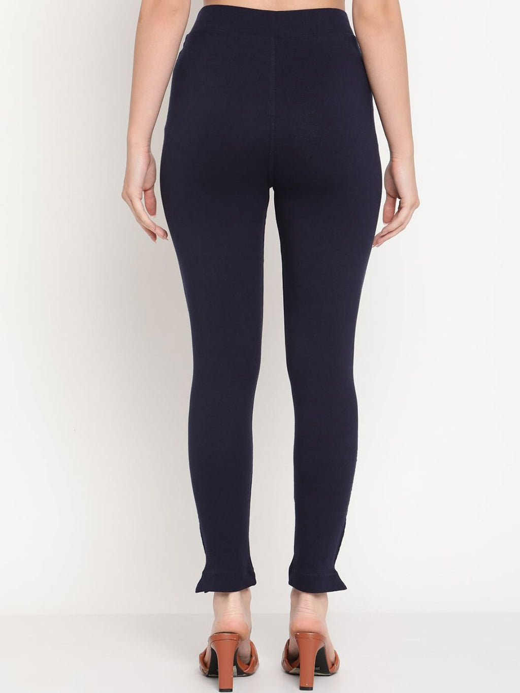 TAG 7 Pack of 2 Navy Blue & Cream-Coloured Ankle-Length Leggings | Grocsy