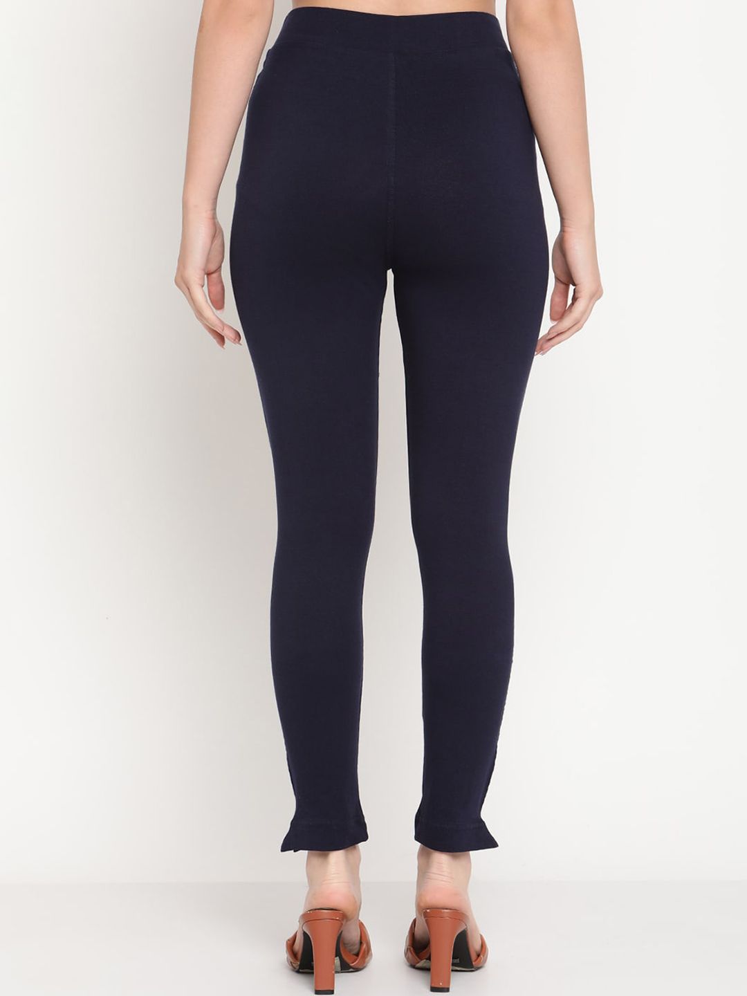 TAG 7 Pack of 2 Navy Blue & Cream-Coloured Ankle-Length Leggings | Grocsy