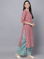 HERE&NOW Women Maroon Printed Kurta With Palazzos | Grocsy