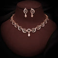 Tehzeeb Creations Brass Rose Gold-Polished Green Colour Necklace With Earrings | Grocsy