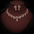 Tehzeeb Creations Brass Rose Gold-Polished Lavender Colour Necklace With Earrings | Grocsy