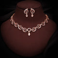 Tehzeeb Creations Brass Rose Gold-Polished Maroon Colour Necklace With Earrings | Grocsy