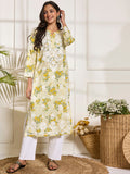 HOUSE OF KARI Floral Embroidered Chikankari Pure Cotton Kurta | Grocsy