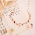 Tehzeeb Creations Brass Rose Gold-Polished Maroon Colour Necklace With Earrings | Grocsy
