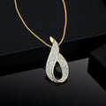 Estele Gold-Polished White Crystals Enhanced Oval Designer Charm Pendant Necklace with Chain for Women / Girls | Grocsy