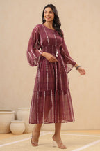 Juniper Womens Purple Chiffon Midi Dress | Grocsy