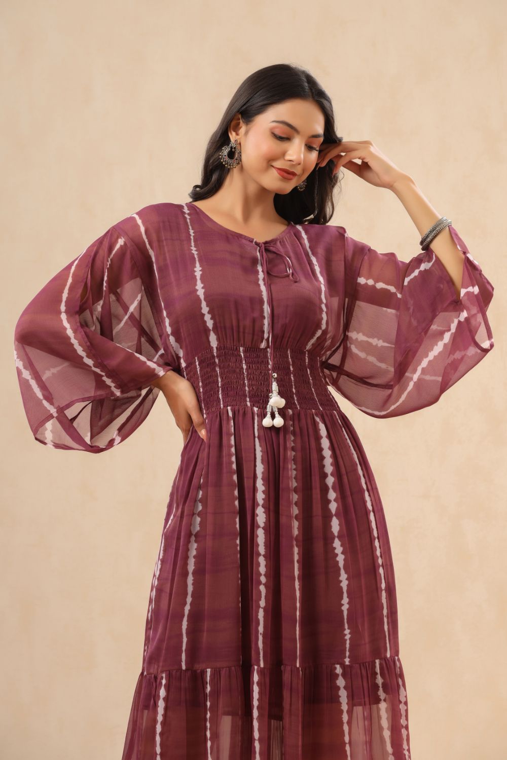Juniper Womens Purple Chiffon Midi Dress | Grocsy