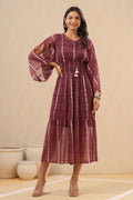 Juniper Womens Purple Chiffon Midi Dress | Grocsy