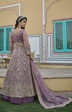 Anaita Lavender Silk Anarkali Suit With Embroidery & Sequins Work | Grocsy