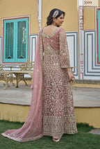 Anaita Peach Silk Anarkali Suit With Embroidery & Sequins Work | Grocsy