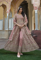 Anaita Peach Silk Anarkali Suit With Embroidery & Sequins Work | Grocsy