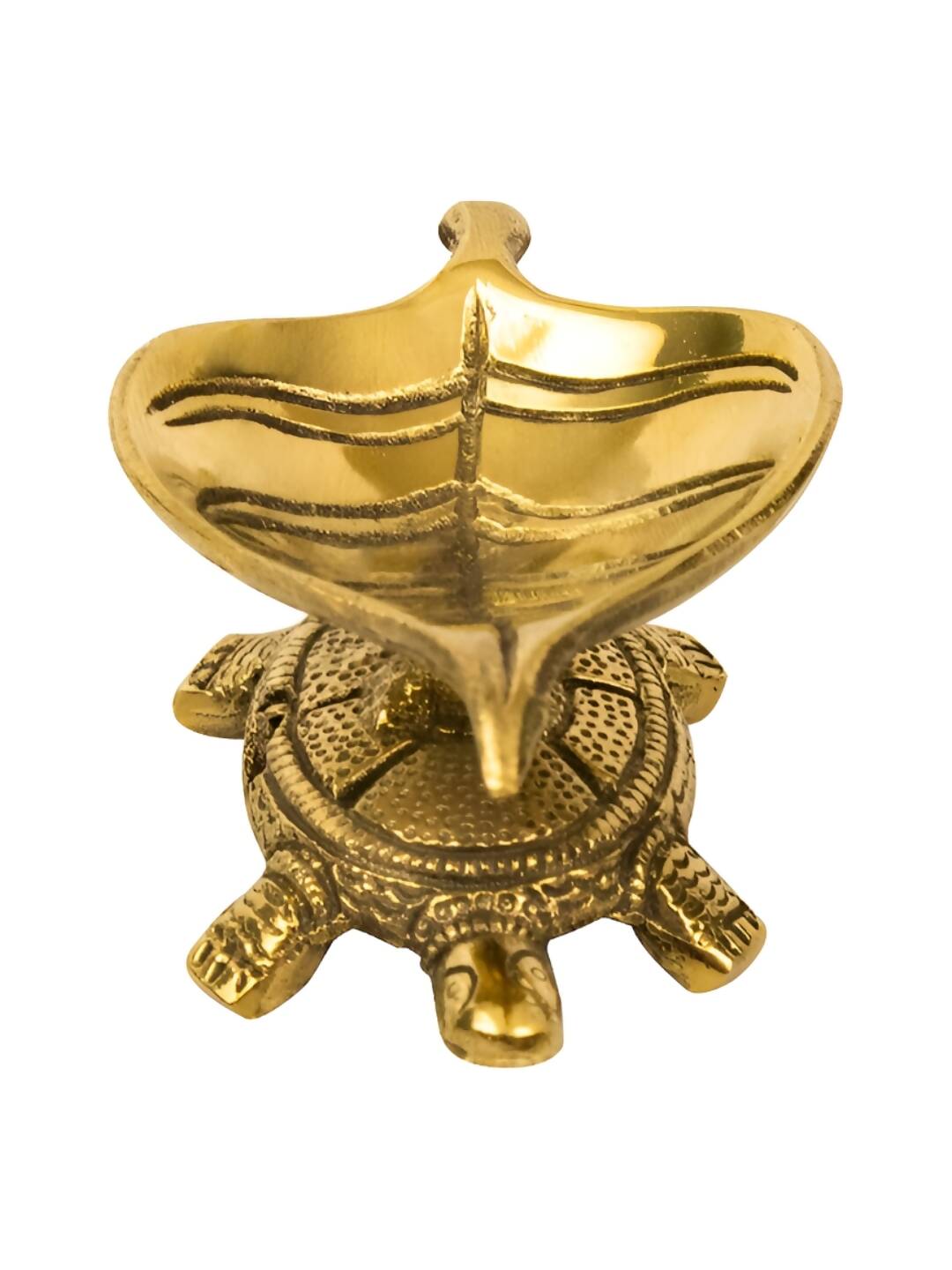 Spillbox Gold Toned Tortoise Leaf Diya | Grocsy