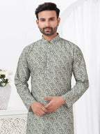 Joban Fashion Men's Rayon Cotton Cream Printed Kurta Pyjama set | Grocsy