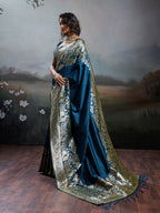 Shree Shyam Fashion Navy Blue Silk Blend Saree | Grocsy