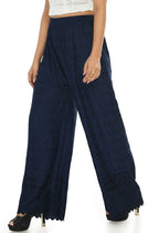 Mominos Fashion Moeza Reyon Cotton Navy Blue Chikan Work Palazzo | Grocsy