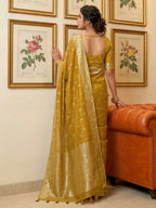 Shree Shyam Fashion Mustard Tissue Silk Saree | Grocsy