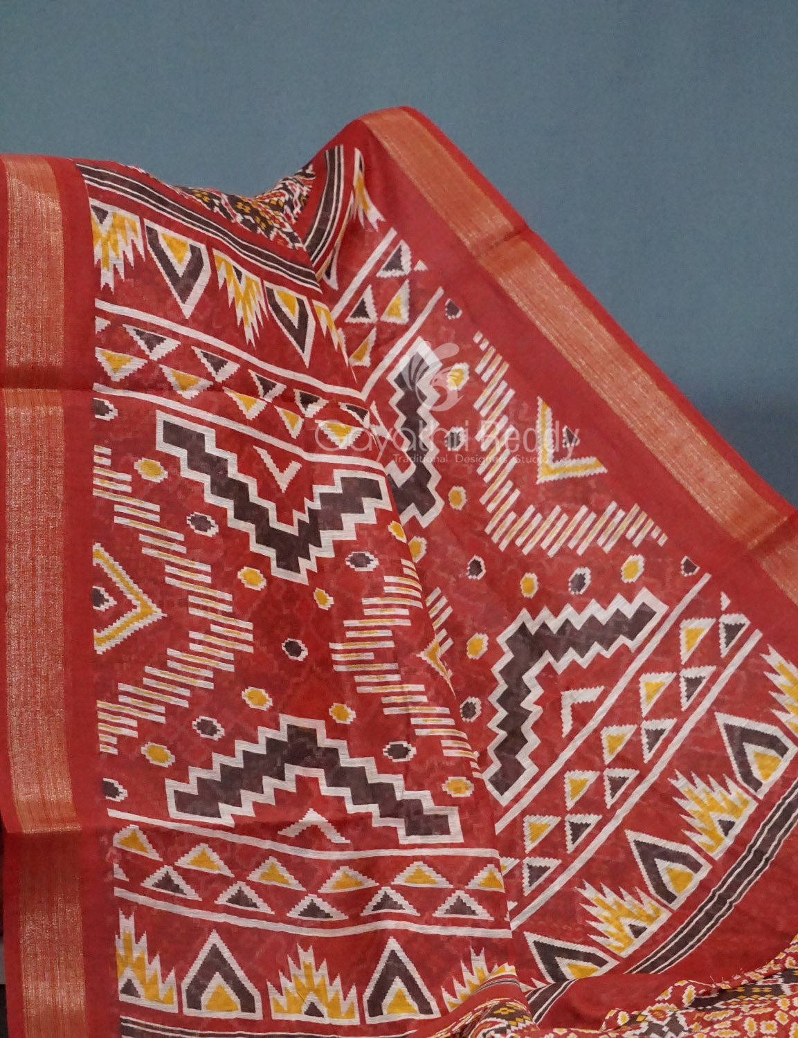 Shades of Brown Colour Patola Print Semi Chanderi Saree By Gayathri Reddy Designer Studio | Grocsy