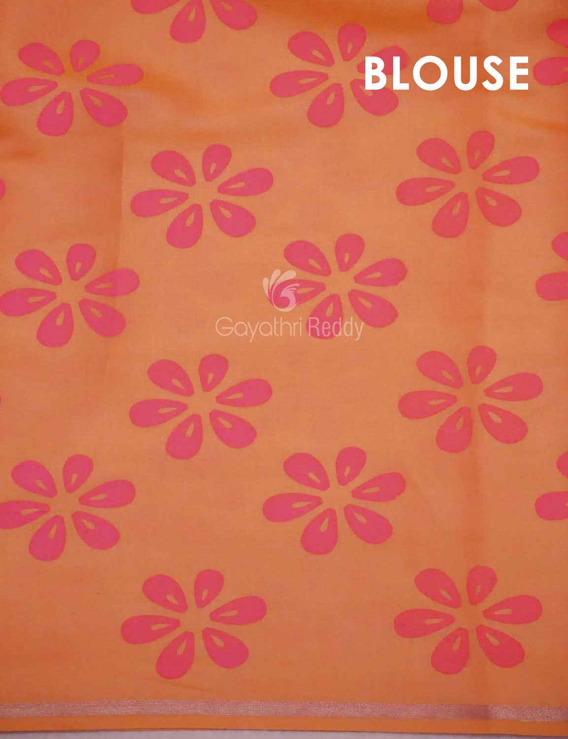 Neon Orange Colour Chanderi Block Print Saree By Gayathri Reddy Designer Studio | Grocsy