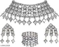 Tehzeeb Creations Women's Silver Colour Oxidised Necklace,Earrings And Bangle In Mirror Design | Grocsy