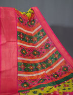 Lime Green Coloured Printed Semi Chanderi Saree By Gayathri Reddy Designer Studio | Grocsy