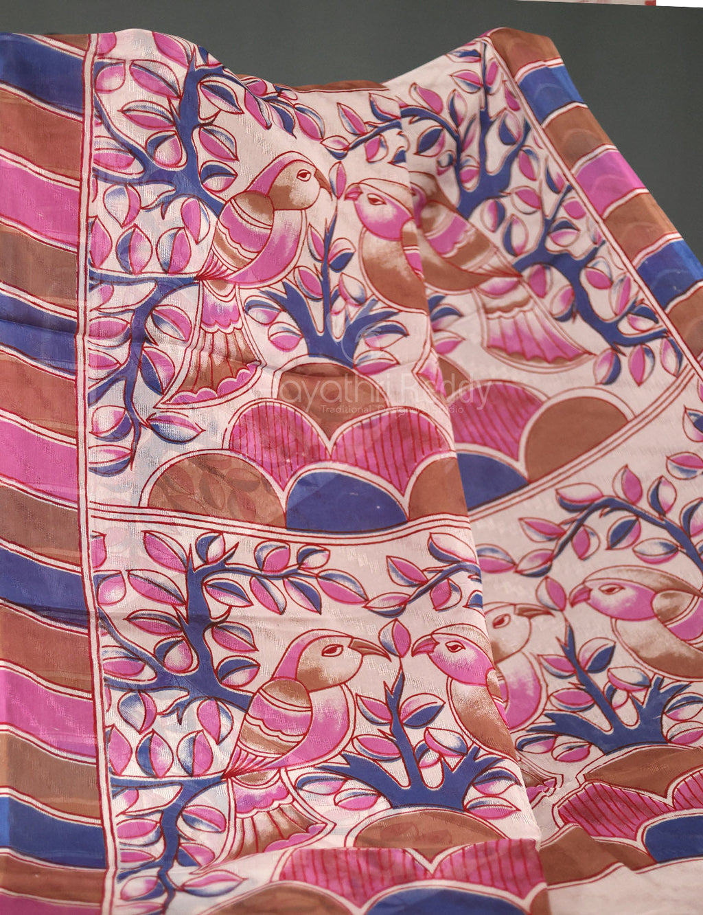Chikoo With Off White Colour Leheriya Georgette Saree By Gayathri Reddy Designer Studio | Grocsy