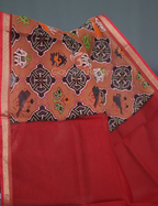 Shades of Light Chikoo Colour With Patola Design Pure Kota Cotton Saree By Gayathri Reddy Designer Studio | Grocsy