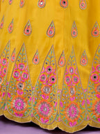 Myra Yellow Georgette Embroidered Designer Lehenga | Grocsy