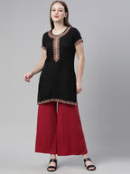 Souchii Maroon Knitted Cotton Ethnic Palazzos | Grocsy