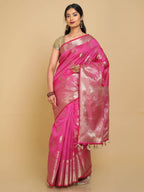 Kalamandir Zari Paisleys Pink Silk Blend Saree | Grocsy