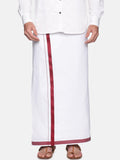 Sethukrishna Mens White Solid Cotton Readymade Dhoti | Grocsy