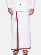 Sethukrishna Mens White Solid Cotton Readymade Dhoti | Grocsy