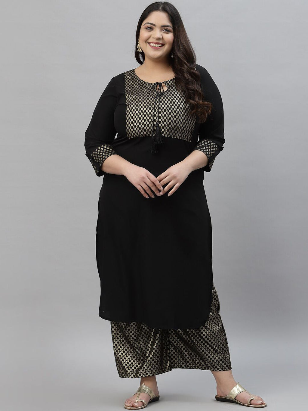 Sztori Ethnic Motifs Yoke Design Kurta with Palazzos | Grocsy